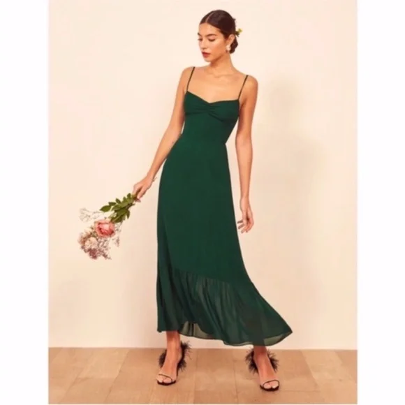 NEW Reformation Emersyn Dress Emerald 2 - Picture 13 of 17